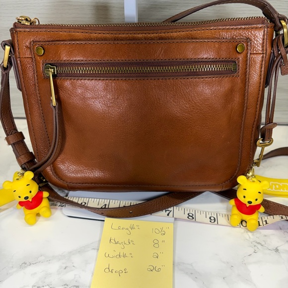 Fossil Tan Leather Crossbody Bag with Floral Charm - Picture 6 of 6